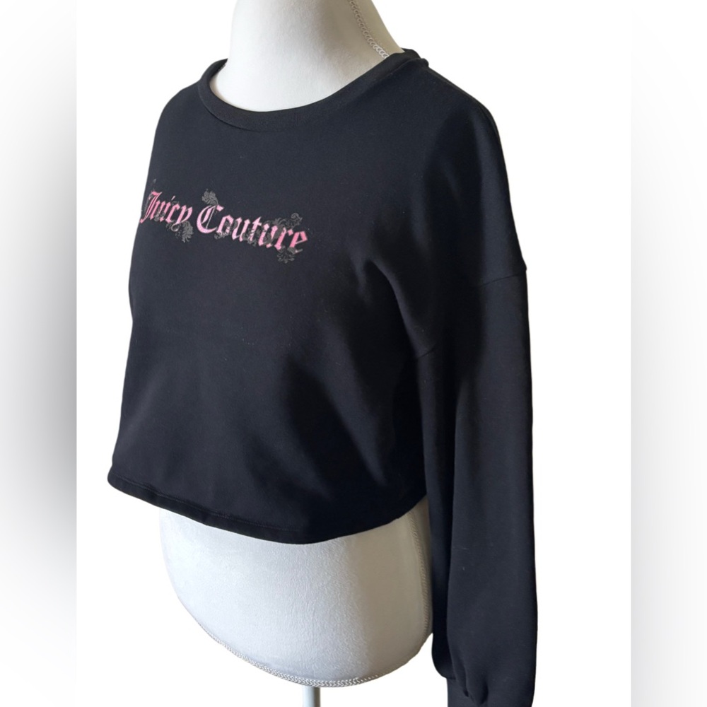 Juicy Couture Black Cropped Sweatshirt with Puff sleeves Size XL - Picture 2 of 8